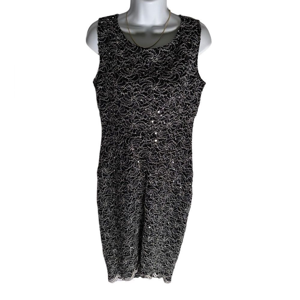 Blu Sage Black Shimmer Sequined Cocktail Dress Women’s Size 8